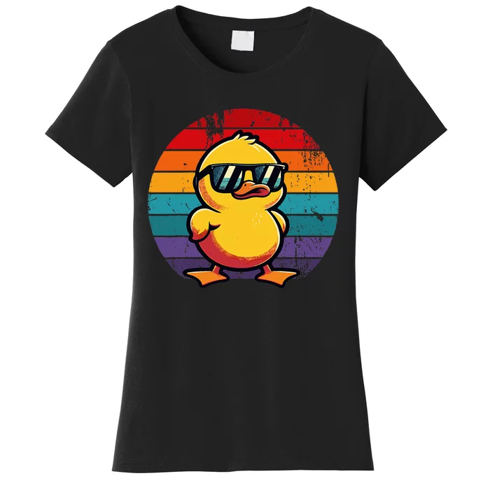 Cool Retro Yellow Duck In Sunglasses 70s 80s 90s Women's T-Shirt