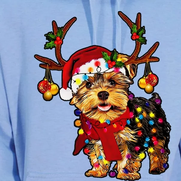 Christmas Reindeer Yorkie Classic Unisex Surf Hoodie