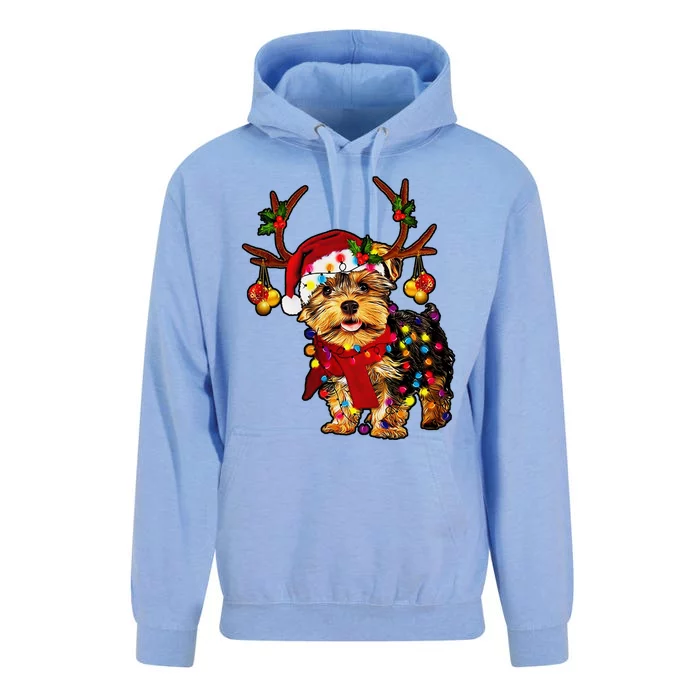 Christmas Reindeer Yorkie Classic Unisex Surf Hoodie