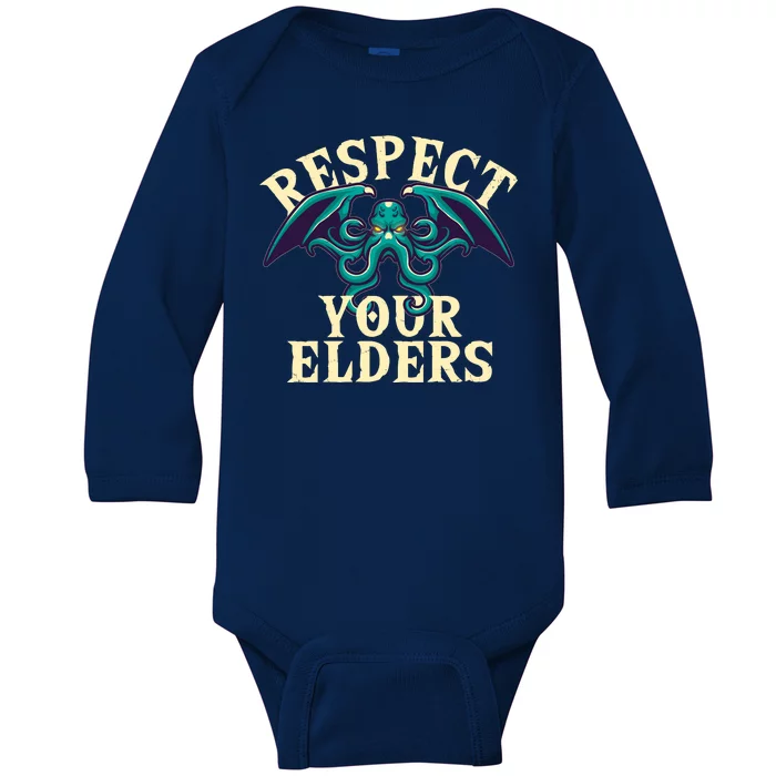 Cthulhu Respect Your Elders Baby Long Sleeve Bodysuit