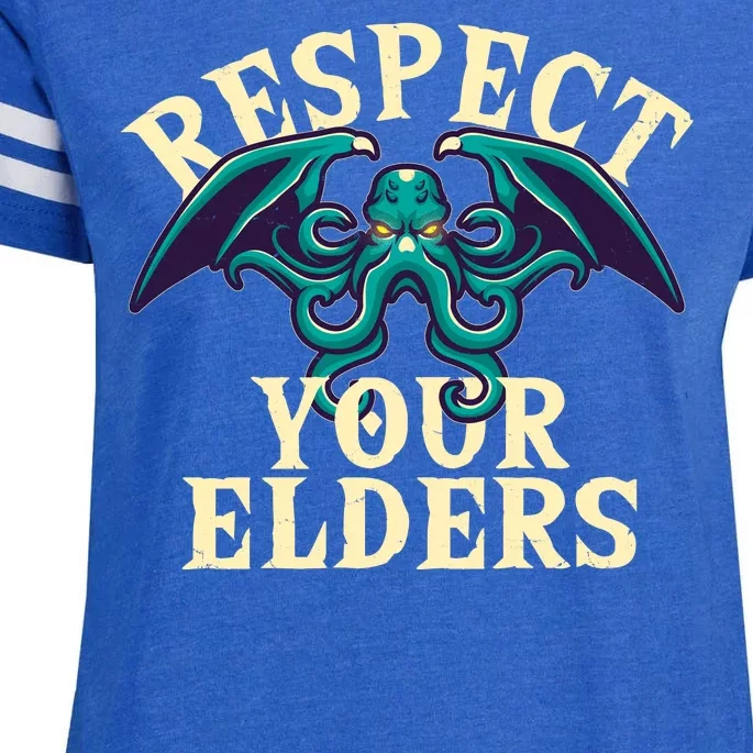 Cthulhu Respect Your Elders Enza Ladies Jersey Football T-Shirt