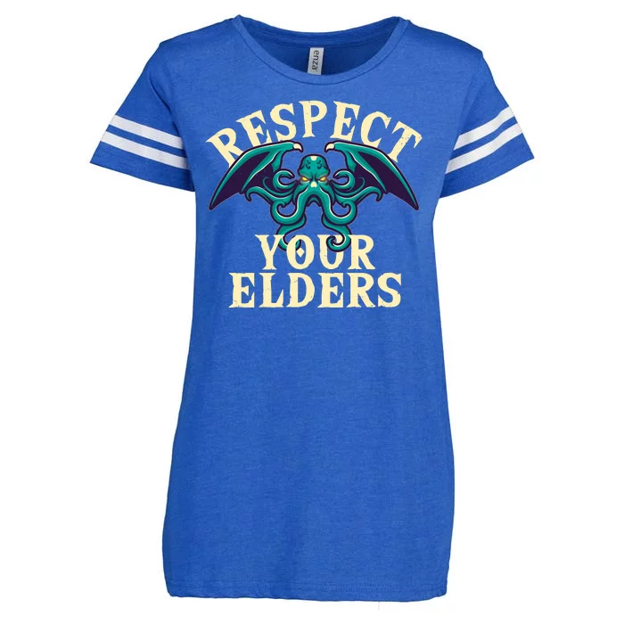 Cthulhu Respect Your Elders Enza Ladies Jersey Football T-Shirt