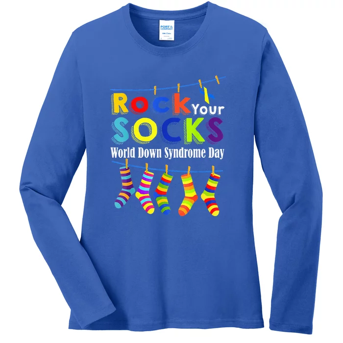 Cute Rock Your Socks 3 21 Trisomy 21 World Down Day Ladies Long Sleeve Shirt