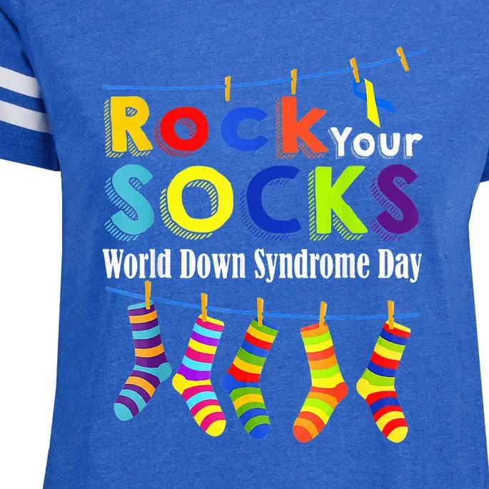 Cute Rock Your Socks 3 21 Trisomy 21 World Down Day Enza Ladies Jersey Football T-Shirt