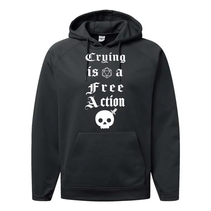 Crying Is A Free Action Gaming Performance Fleece Hoodie