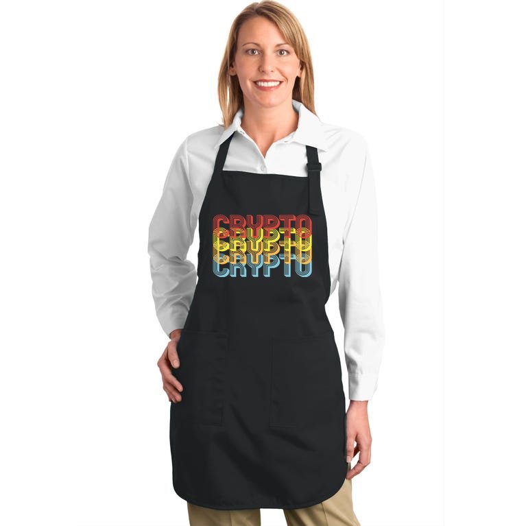 Crypto Crypto Crypto Crypto Retro Style Full-Length Apron With Pockets
