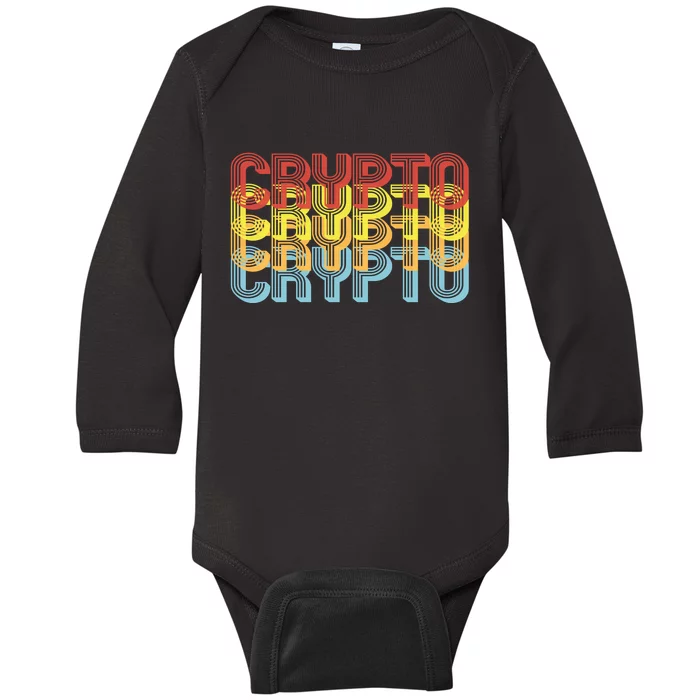 Crypto Crypto Crypto Crypto Retro Style Baby Long Sleeve Bodysuit