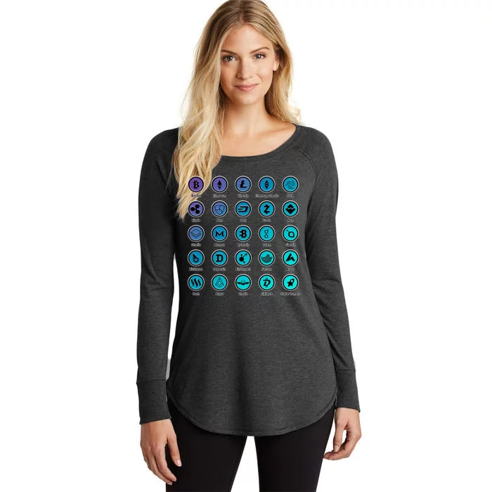 Crypto Currency Logos Coinbase Women's Perfect Tri Tunic Long Sleeve Shirt