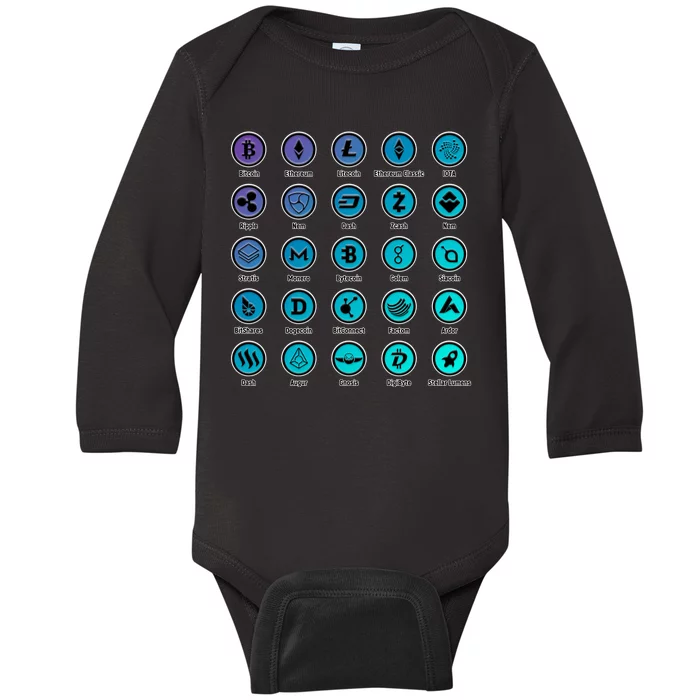 Crypto Currency Logos Coinbase Baby Long Sleeve Bodysuit