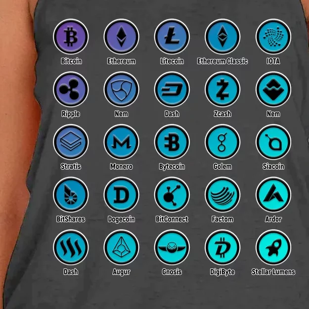 Crypto Currency Logos Coinbase Women's Knotted Racerback Tank