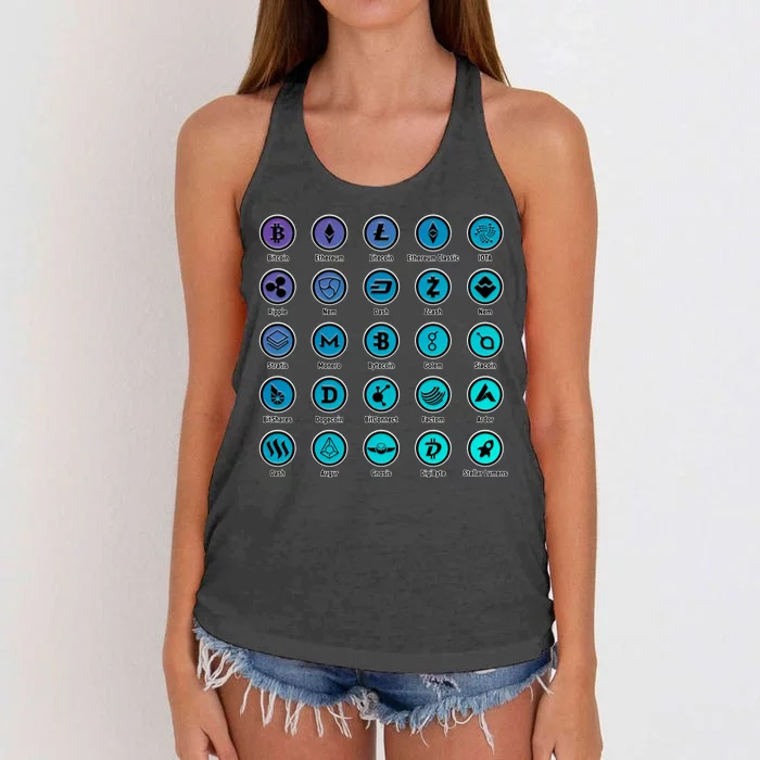 Crypto Currency Logos Coinbase Women's Knotted Racerback Tank