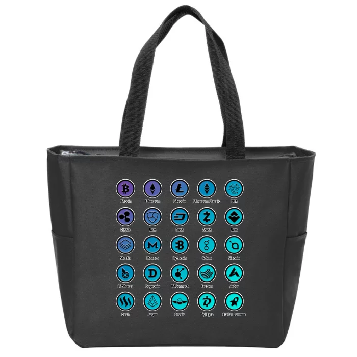 Crypto Currency Logos Coinbase Zip Tote Bag