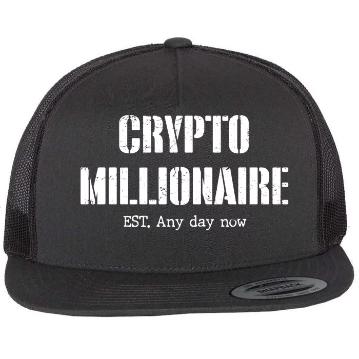 Crypto Millionaire Est. Any Day Now Flat Bill Trucker Hat