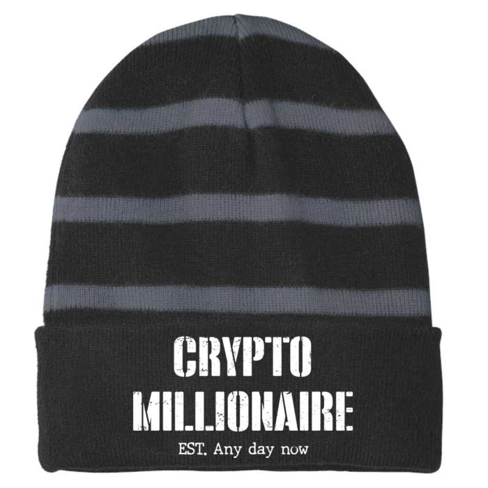 Crypto Millionaire Est. Any Day Now Striped Beanie with Solid Band