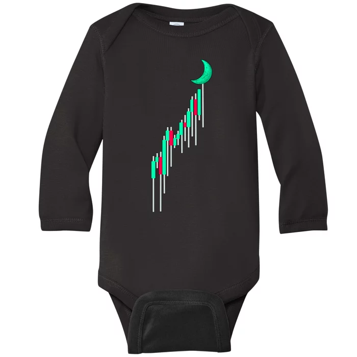 Crypto To The Moon Trading Hodl Stock Chart Baby Long Sleeve Bodysuit