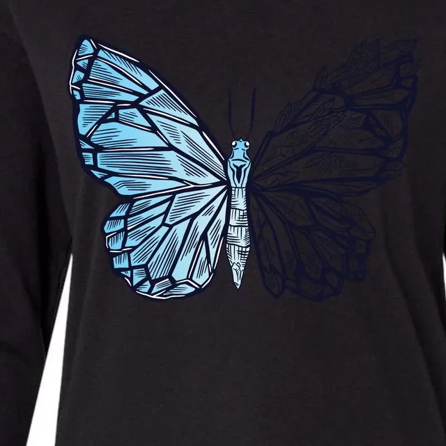 Crystal Butterfly Womens Cotton Relaxed Long Sleeve T-Shirt