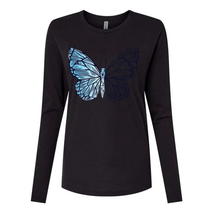 Crystal Butterfly Womens Cotton Relaxed Long Sleeve T-Shirt