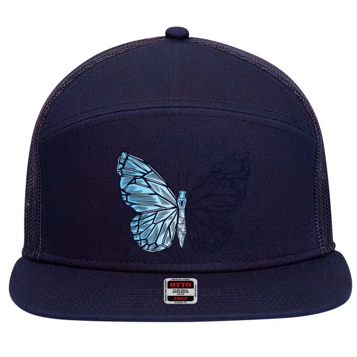 Crystal Butterfly 7 Panel Mesh Trucker Snapback Hat