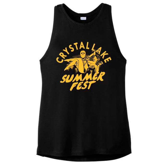 Crystal Lake Summer Fest Horror Movie Fan Ladies Tri-Blend Wicking Tank