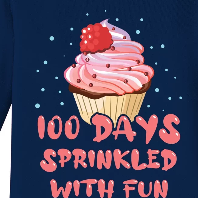 Cake Student 100th Days Sprinkled Fun 100 Days Of School Gift Baby Long Sleeve Bodysuit