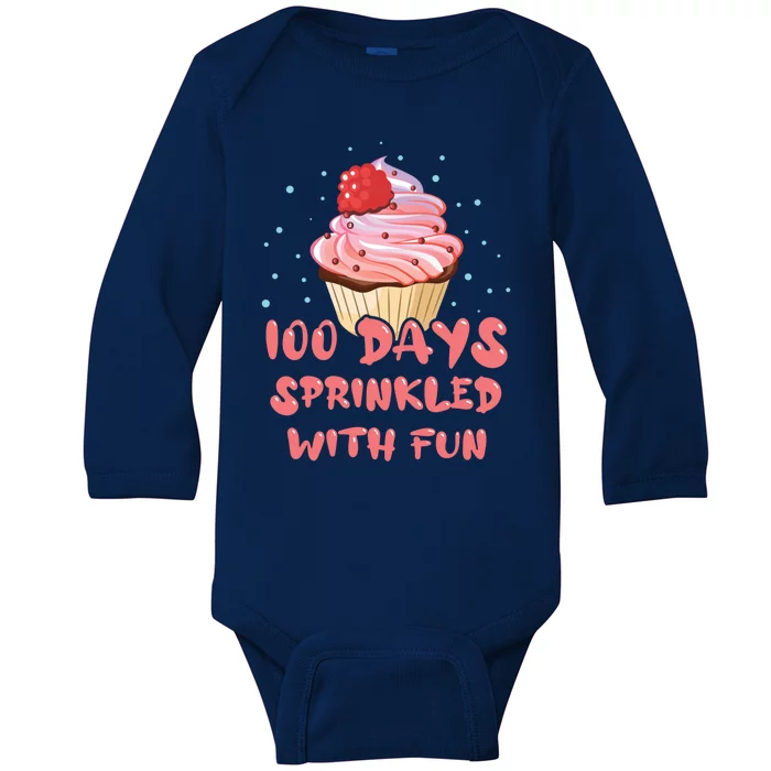 Cake Student 100th Days Sprinkled Fun 100 Days Of School Gift Baby Long Sleeve Bodysuit