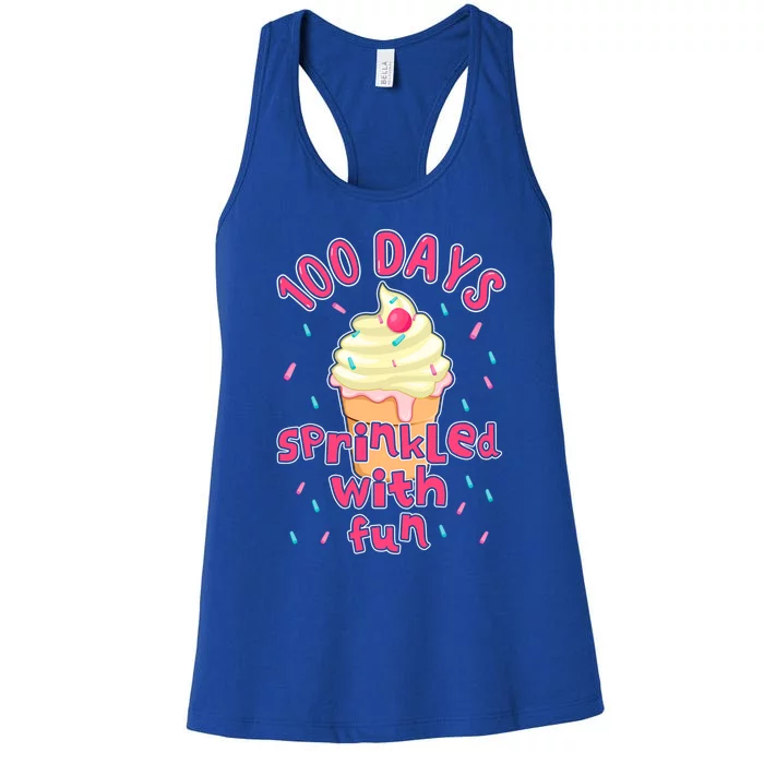 Cupcake Student 100th Days Sprinkled Fun 100 Days Of School Gift Women's Racerback Tank