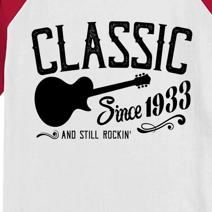 Classic Since 1933 And Still Rockin 90th Birthday Kids Colorblock Raglan Jersey