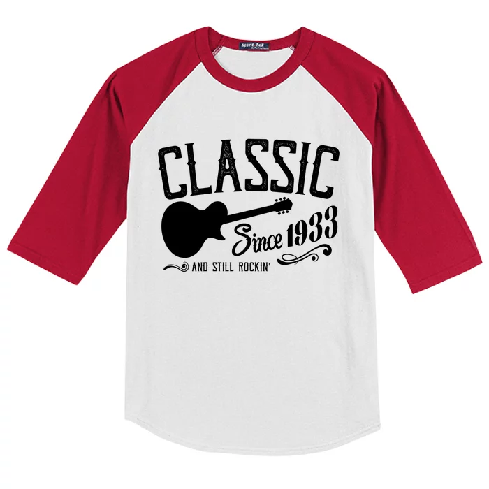 Classic Since 1933 And Still Rockin 90th Birthday Kids Colorblock Raglan Jersey