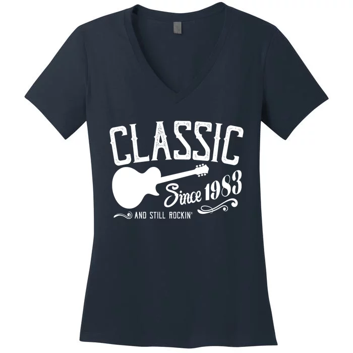 Classic Since 1983 And Still Rockin 40th Birthday Women's V-Neck T-Shirt