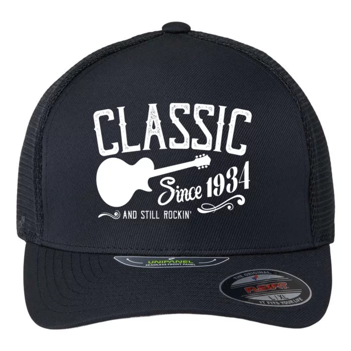 Classic Since 1934 And Still Rockin 90th Birthday Flexfit Unipanel Trucker Cap