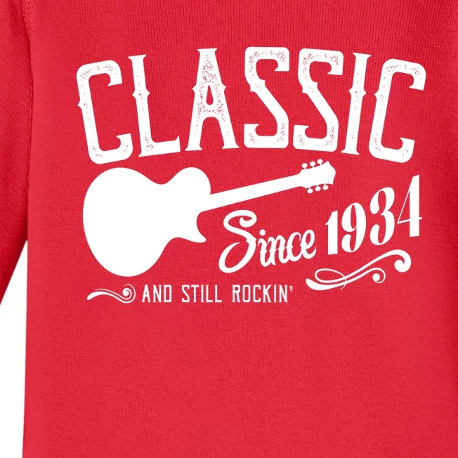 Classic Since 1934 And Still Rockin 90th Birthday Baby Long Sleeve Bodysuit