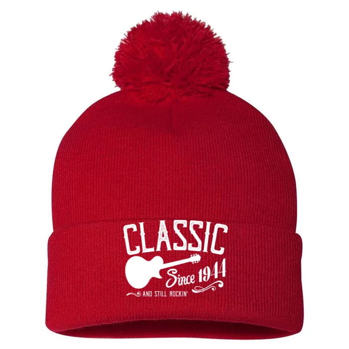 Classic Since 1944 And Still Rockin 80th Birthday Pom Pom 12in Knit Beanie