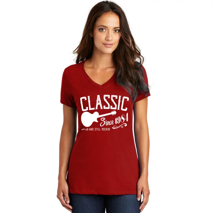 Classic Since 1984 And Still Rockin 40th Birthday Women's V-Neck T-Shirt