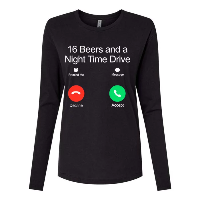 Classy Shirts 16 Beers And A Night Time Drive Womens Cotton Relaxed Long Sleeve T-Shirt