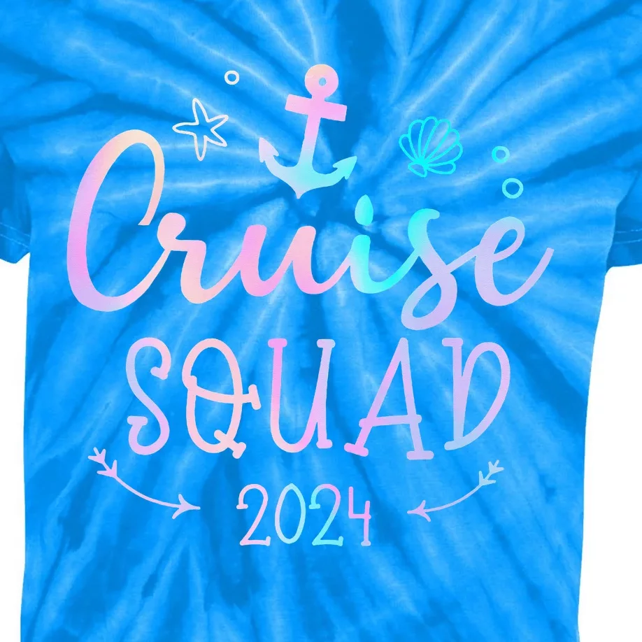 Cruise Squad 2024 Matching Family Group With Anchor Kids Tie-Dye T-Shirt