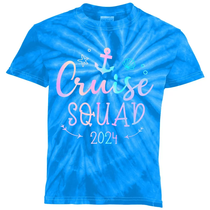 Cruise Squad 2024 Matching Family Group With Anchor Kids Tie-Dye T-Shirt