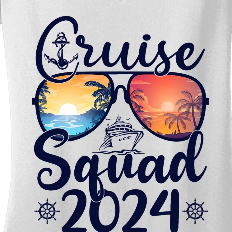 Cruise Squad 2024 Summer Vacation Matching Family Cruise Women's V-Neck T-Shirt