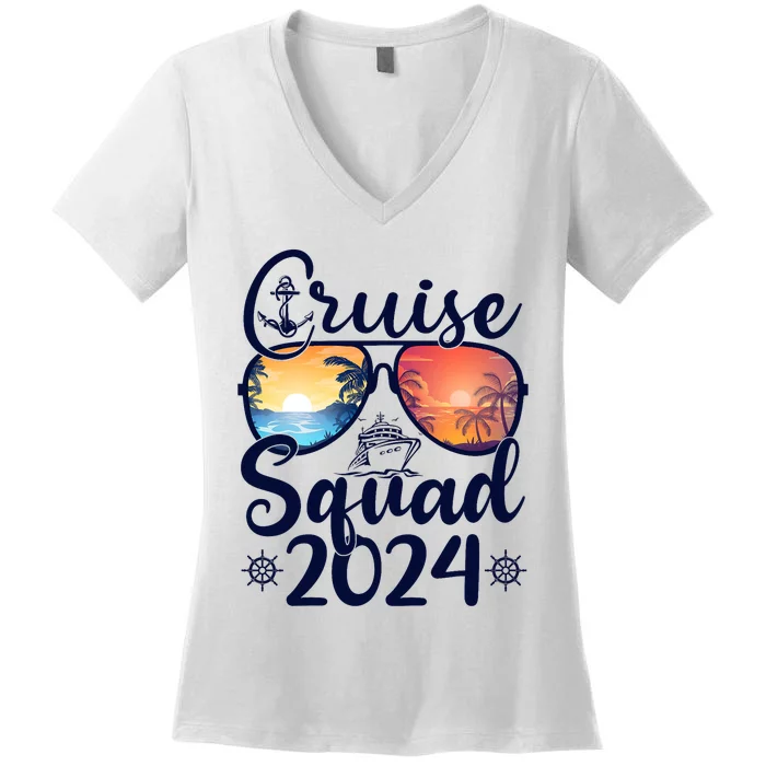 Cruise Squad 2024 Summer Vacation Matching Family Cruise Women's V-Neck T-Shirt