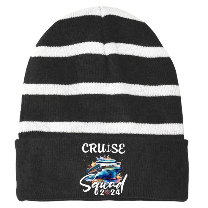 Cruise Squad 2024 Matching Family Cruise Trip Striped Beanie with Solid Band