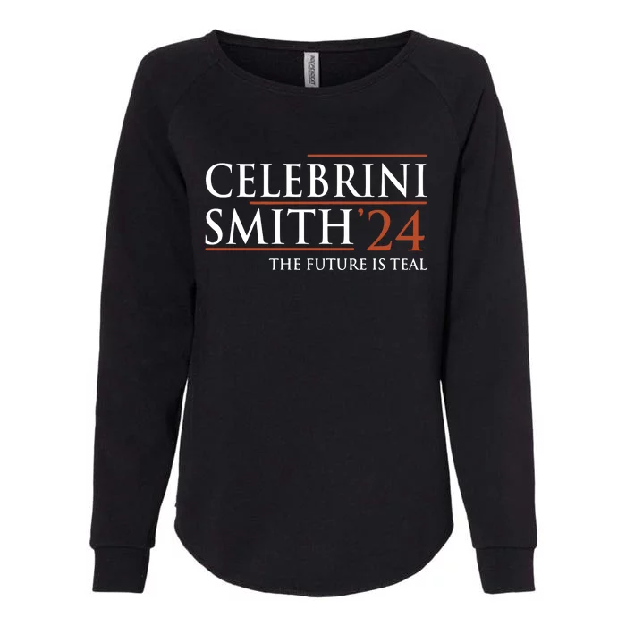 Celebrini Smith 24 The Future Is Teal Womens California Wash Sweatshirt