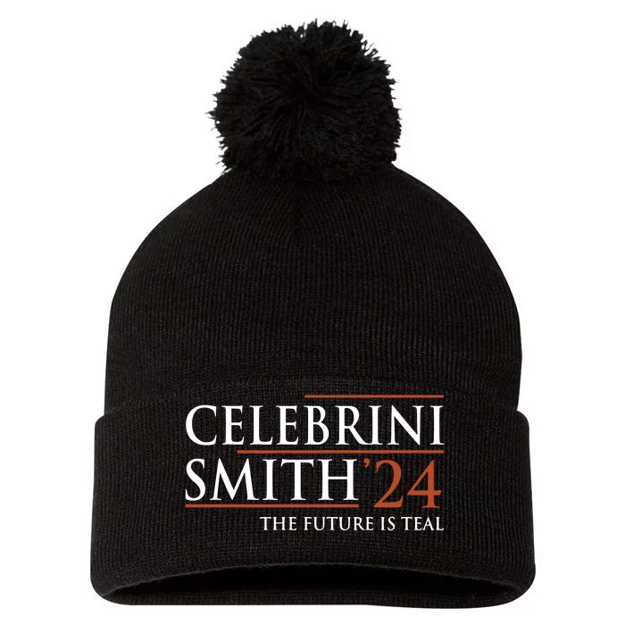 Celebrini Smith 24 The Future Is Teal Pom Pom 12in Knit Beanie