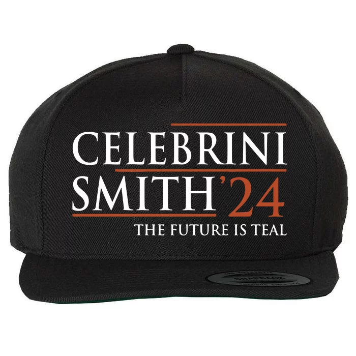 Celebrini Smith 24 The Future Is Teal Wool Snapback Cap