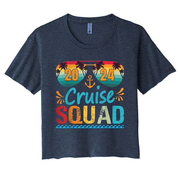 Cruise Squad 2024 Shirt Cruise Ship Party Vacation Trip 2024 Women's Crop Top Tee