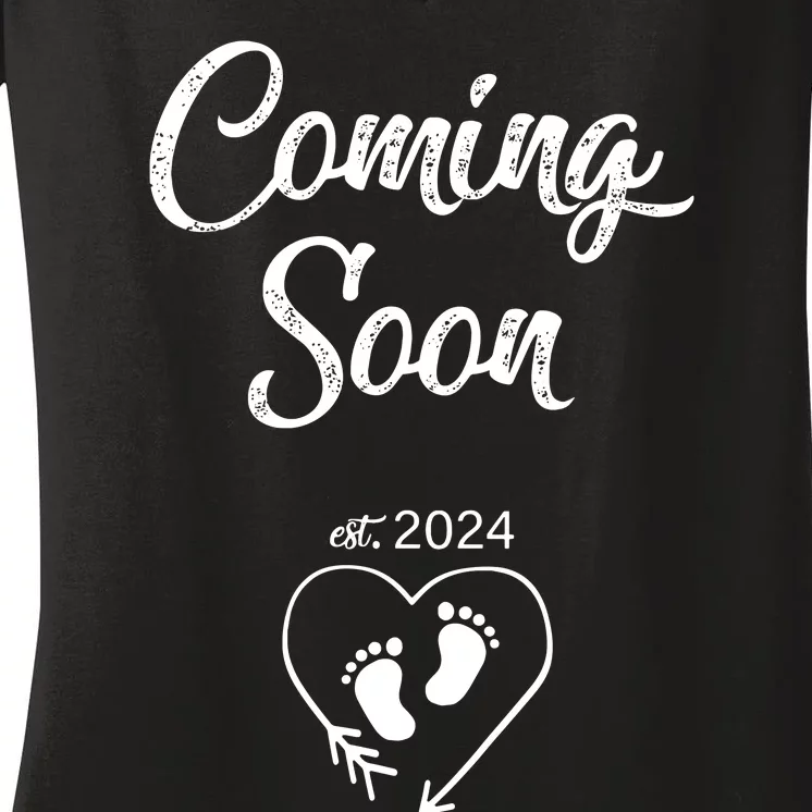 Coming Soon 2024 Pregnancy Announcement Mothers Day Mom Women's V-Neck T-Shirt