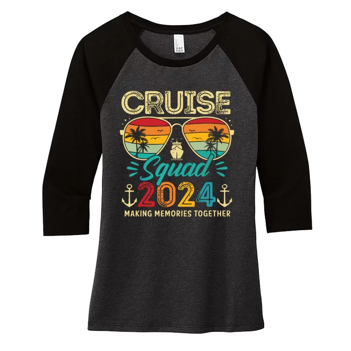 Cruise Squad 2024 Family Group Matching Summer Vacation Women's Tri-Blend 3/4-Sleeve Raglan Shirt