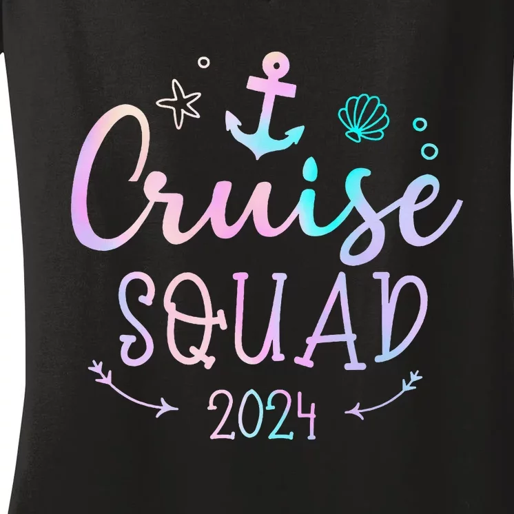 Cruise Squad 2024 Matching Family Group With Anchor Women's V-Neck T-Shirt