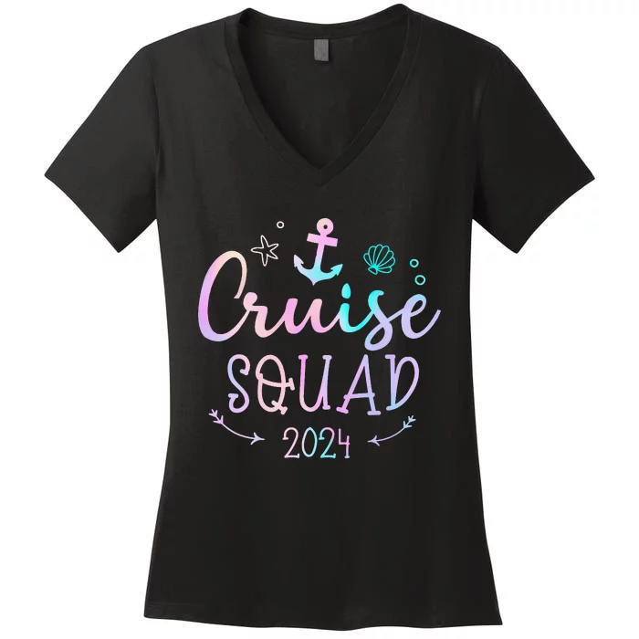 Cruise Squad 2024 Matching Family Group With Anchor Women's V-Neck T-Shirt