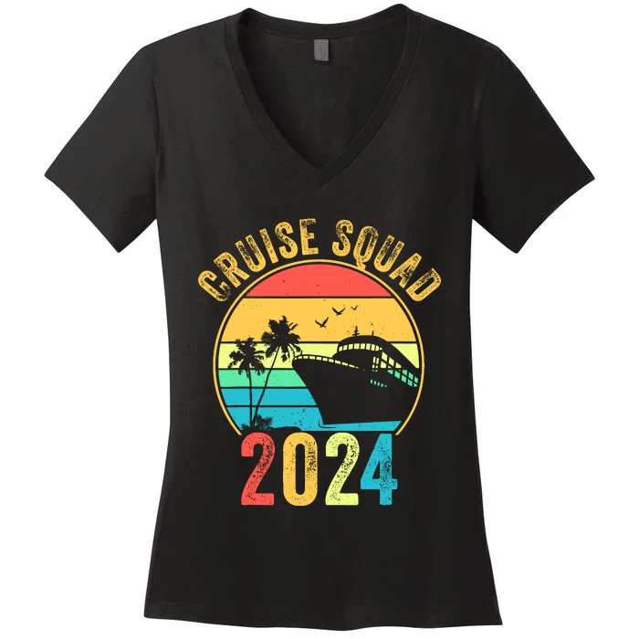 Cruise Squad 2024 Family Vacation Matching Family Group Women's V-Neck T-Shirt