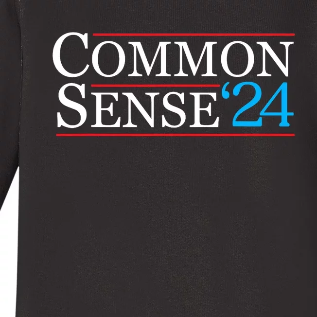 Common Sense 2024 Funny Political Election Sarcastic Baby Long Sleeve Bodysuit