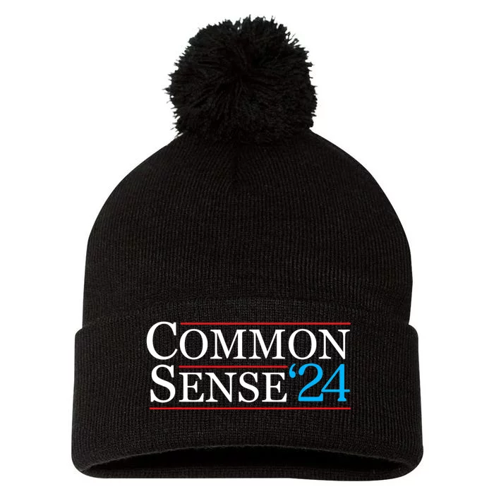 Common Sense 2024 Funny Political Election Sarcastic Pom Pom 12in Knit Beanie